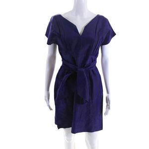 Calypso Saint Barth Womens Silk Crepe V-Neck Empire Waist Dress Purple Size XS